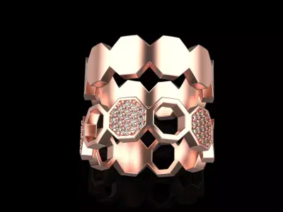 Bee Honeycomb ring 255 3D print model