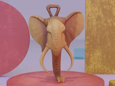 Elephant head wall decor Low-poly 3D model