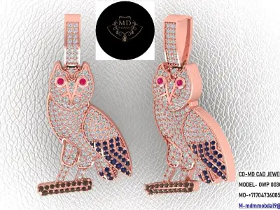 Owl Pendant Gold 3D PRINTABLE 3D print model