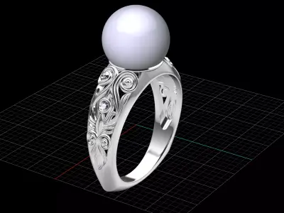Artistic pearl ring 3D print model