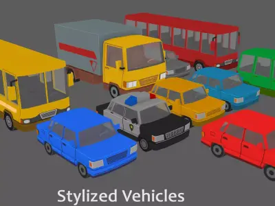 stylized vehicles Low-poly 3D model