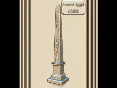 Obelisk with hieroglyphs Panno STL File for CNC Relief engraving 3D model