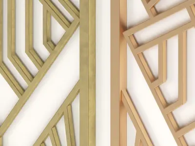  Decorative gold plaster partition screen with geometric pattern 3D model