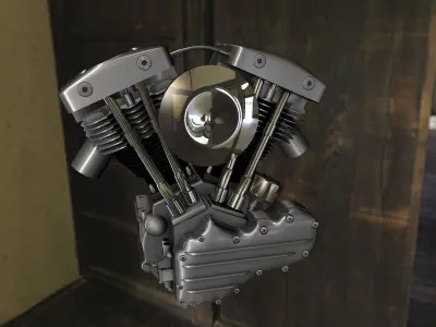 Harley Shovelhead Motorcycle Engine 3D model