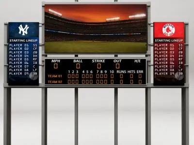 Baseball stadium scoreboard low poly Low-poly 3D model