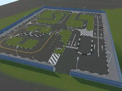 Car Driving License Test Track Model Low-poly 3D model