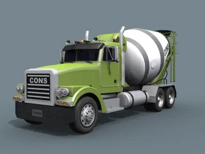 Fine Cement Truck - 3d animated mixer model 3D model