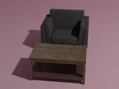 Couch coffee table set 3D model