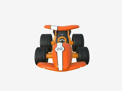 Cartoon Kart A07 Orange - Vehicle Racing Design Low-poly 3D model