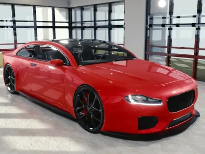 BLENDER EEVEE Brandless Mid Size 2 door sedan Low-poly 3D model