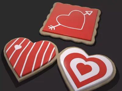Valentines Cookies Hearts and Square Free low-poly 3D model