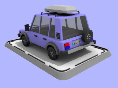 Cartoon Low Poly Jeep Crossover Car Low-poly 3D model