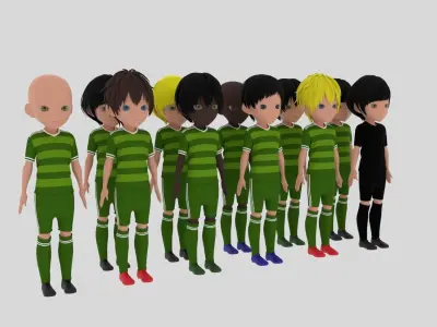 Green Soccer - Football Team Low-poly 3D model