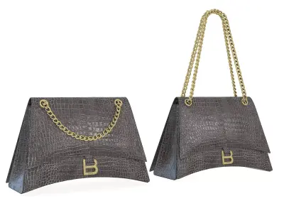 Balenciaga Crush Medium Chain Bag Crocodile Brown Low-poly 3D model
