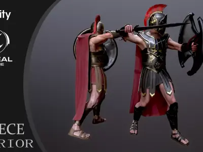 Greece WarrioR Low-poly 3D model