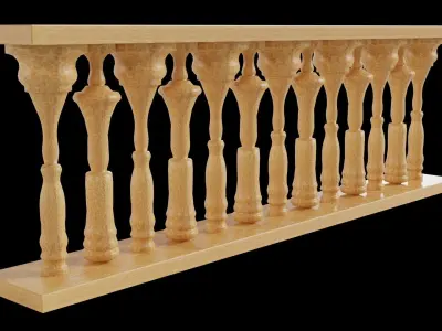 Classic Wooden Balustrade Ornate Fence Pillar 3D model