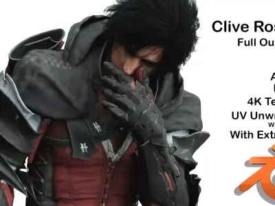 Clive Rosfield Hairs Outfit and  Character 3d Model 3D model