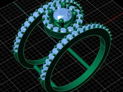 Luxury Diamond Double Ring 3D print model