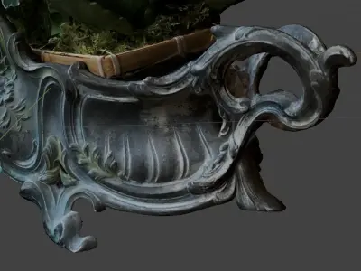 Baroque planter with flowers 3D model