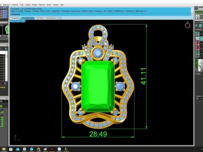 Luxury Emerald Cut Gemstone Pendant with Pave Diamond Frame 4257 3D print model