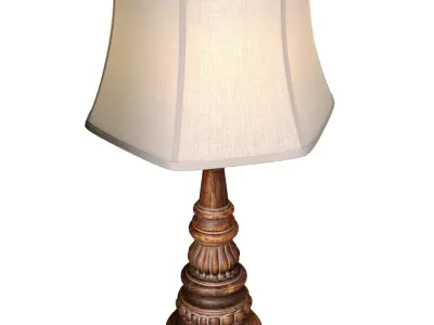 Nightstand Table lamp Aged classic style rustic wooden base 3D model