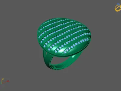 STL 3DM Print Ready Women Diamond Ring Lightweight Printable  3D print model 38