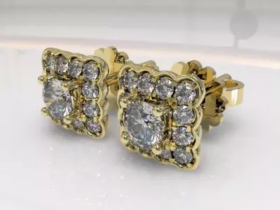 Timothes Diamond Earing 3D JewelryModel  Printable 3D 3D print model