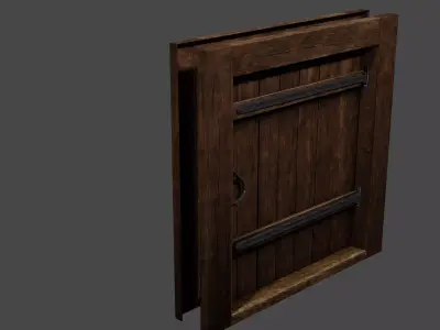 Renassaince wooden door Low-poly 3D model