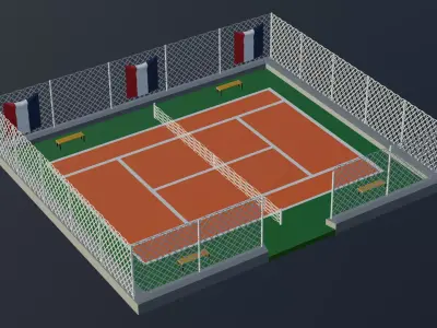 Tennis Court - France Low-poly 3D model