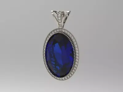 Pendant 3D print model lapis lazuli in sterling silver 3D print model