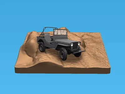low detail sand and stone diorama 3D print model