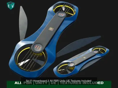 5 Sci Fi Hoverboards All PBR Unity UE Textures Included 3D Model Pack