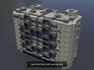 Dirty collection of block of flat and hotel