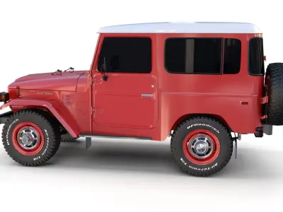 Toyota Land Cruiser FJ 40 with Chassis Red 3D model