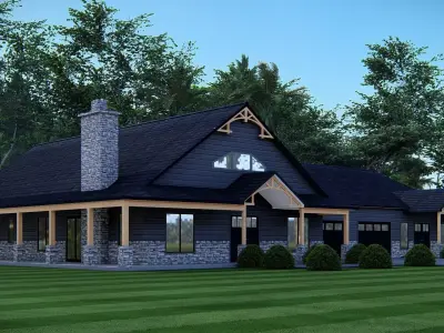 Barndominium Tiny House Exterior Compact Barn Style Modern Home 3D model