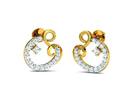 Solitaire Earrings 3DM STL OBJ FBX Render Details 3D print model purchase