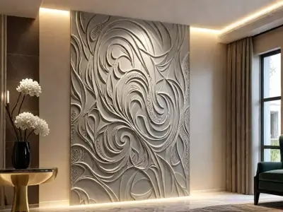 3D Wall Panel mural decor set relief stl 07 3D model