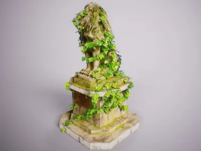 PBR Lion Statue Collection Low-poly 3D model