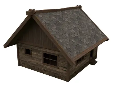 Wood house Low Poly Free low-poly 3D model