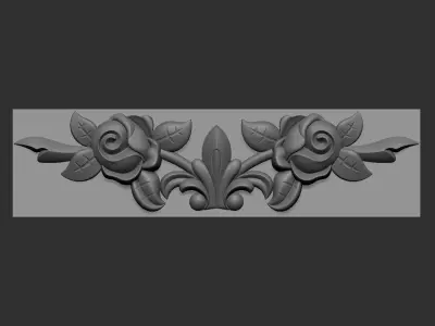 Antique floral decoration - carved wood gilt flower 3D model