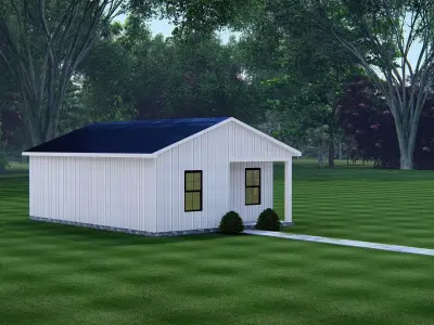 American Farmhouse 3D Model  Classic Country Home Exterior 3D model