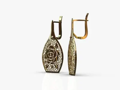 Floral earrings 3D print model