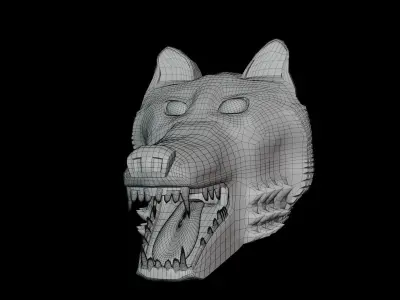 Sinister Wolf Head prop Low-poly 3D model