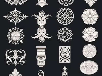  23 wall Carved ornamental deco  3D model