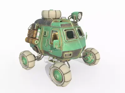 Future sci-fi retro planet exploration vehicle 3D model