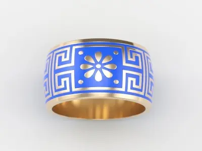  Women ring with ornament enamel 3dm stl 3D print model 3D print model