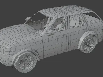 Generic SUV Car With Interior Lowpoly 3D Model Low-poly 3D model