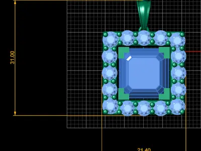 Emerald Cut Pendant 3D print model