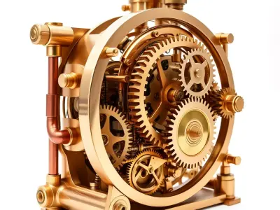 Intricate Brass Gear model pack Low-poly 3D model