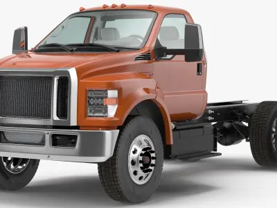 Crew Cab Chassis Truck Generic Rigged 3D model